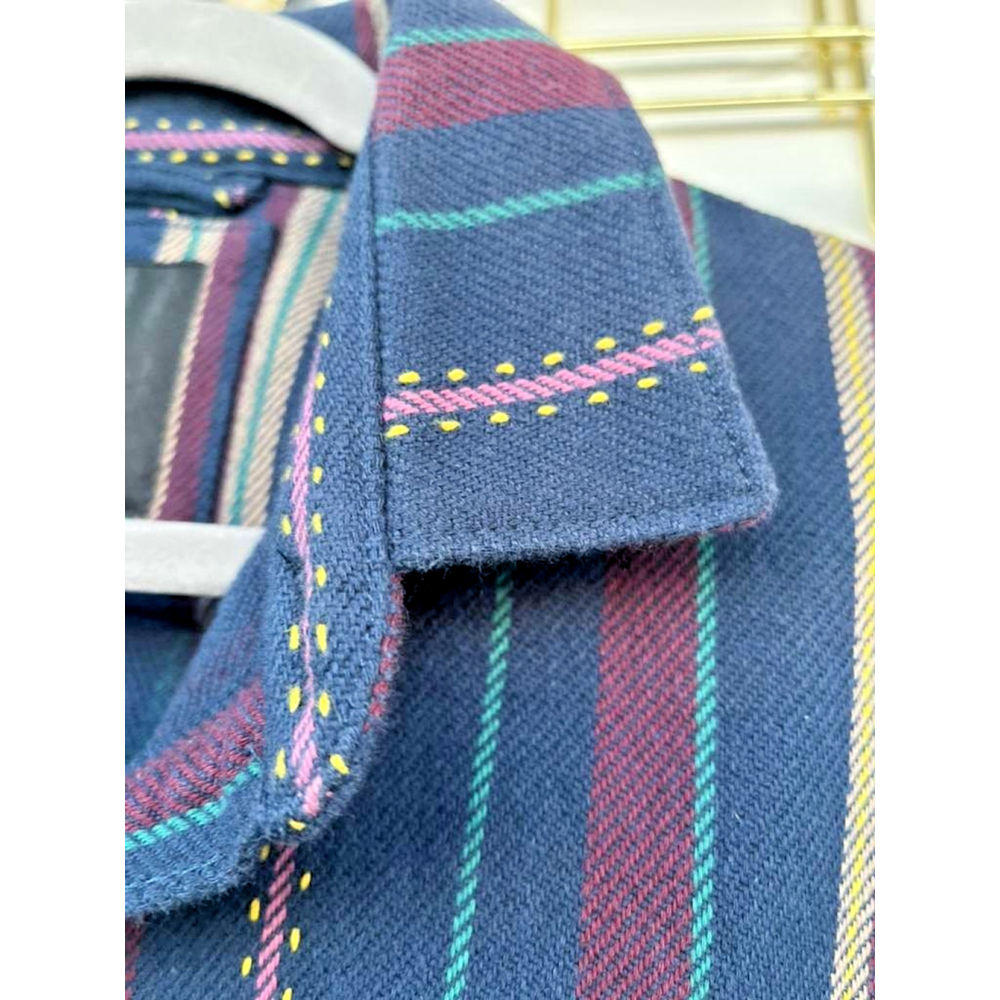 Vans Cropped Striped Jacket Raw Hem Canvas Denim Feel Women’s Large Y2K - Picture 10 of 15